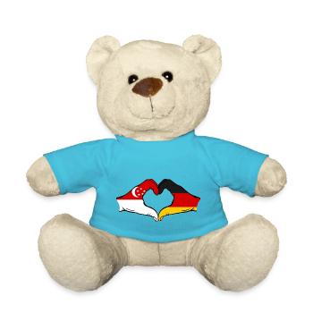 Singapore Germany Flag Hands Heart Shape - Teddy Bear - atoll blue - Front