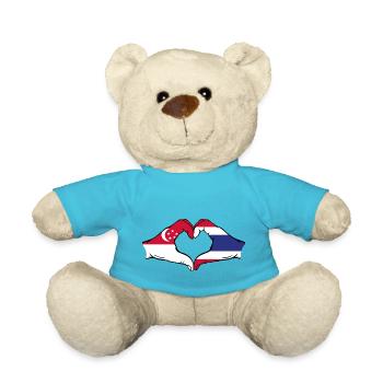 Singapour Drapeau de la Thaïlande mains en forme de coeur utilisé - Nounours - bleu outremer - Devant