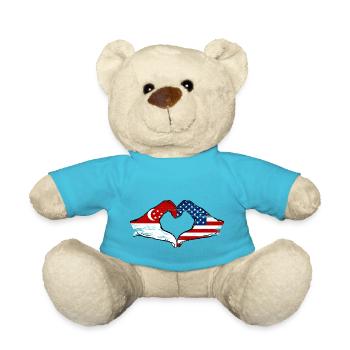 Singapur USA Flagge Hände Herzform used - Teddy - Atollblau - Vorne