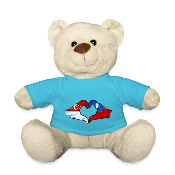 Singapore Taiwan Hands Heart Shape Used - Teddy Bear - atoll blue - Front