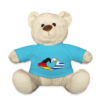 Allemagne Uruguay drapeau mains coeur utilisé - Nounours - bleu outremer - Devant