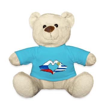 Russie Uruguay Drapeau Mains Coeur Forme Utilisé - Nounours - bleu outremer - Devant