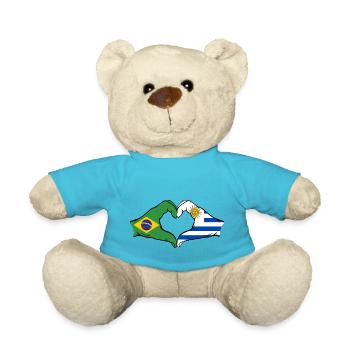 Brésil Uruguay drapeau mains forme coeur - Nounours - bleu outremer - Devant