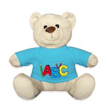 ABC motif, ideal for early school / school enrollment - Teddy Bear - atoll blue - Front
