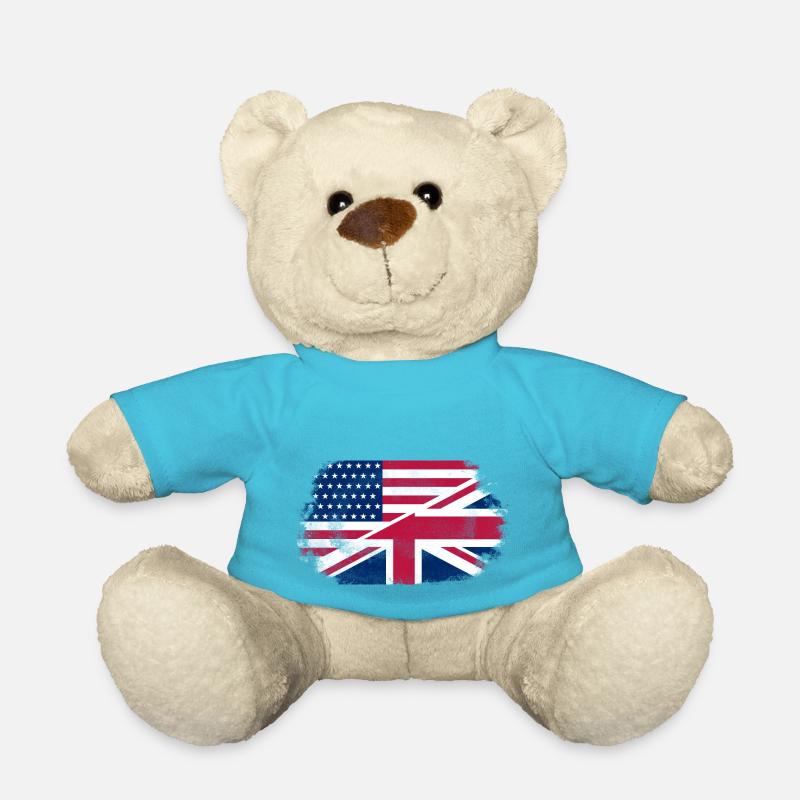 USA - Union Jack Flag - Teddy Bear - atoll blue