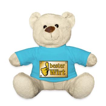 Vom Grafik Designer---Messingschild - bester Wirt - Teddy - Atollblau - Vorne