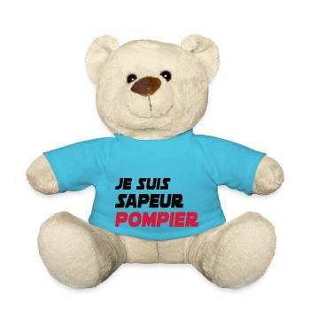 Je suis sapeur pompier / humour pompier - Nounours - bleu outremer - Devant