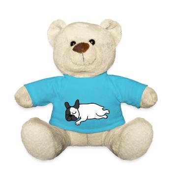 Schlafende Französische Bulldogge Faulenzer - Teddy - Atollblau - Vorne