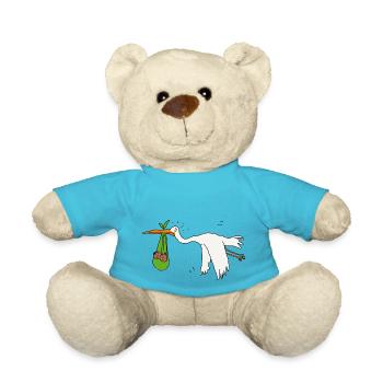 Zwillinge Storch dunkle Haut - Teddy - Atollblau - Vorne
