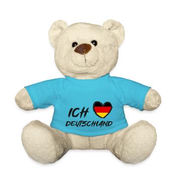 Ich liebe Deutschland Herz Flagge - Teddy - Atollblau - Vorne