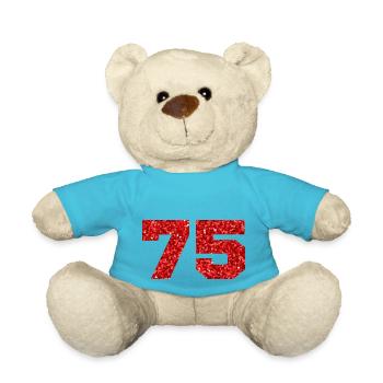 75 Red Glitter - 75th Anniversary - Teddy Bear - atoll blue - Front