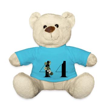 Numéro 44 floral vert - 44e anniversaire floral - Nounours - bleu outremer - Devant