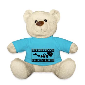Angler Saying Fishing Fisherman Gift Idea - Teddy Bear - atoll blue - Front