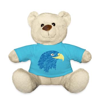 Power animal hawk blue hawk bird eagle gift - Teddy Bear - atoll blue - Front