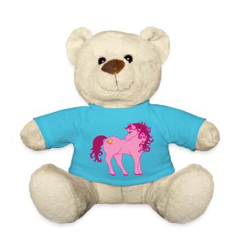 Poney rose, poulain, star poney, cheval - Nounours - bleu outremer - Devant