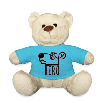 Hund als Held (Hero dog) als Geschenkidee - Teddy - Atollblau - Vorne