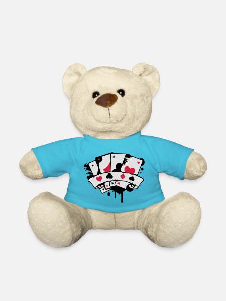 Spielkarten und Banner - Teddy - Atollblau