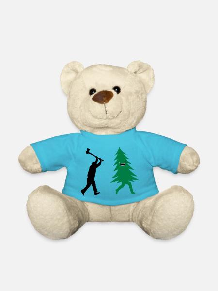 Arbre de Noël drôle est poursuivi par bûcheron - Nounours - bleu outremer