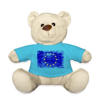 Drapeau européen vintage look usé UE Européen - Nounours - bleu outremer - Devant
