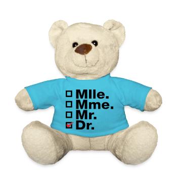Miss., Mrs., Mr. Dr. Check! - Teddy Bear - atoll blue - Front