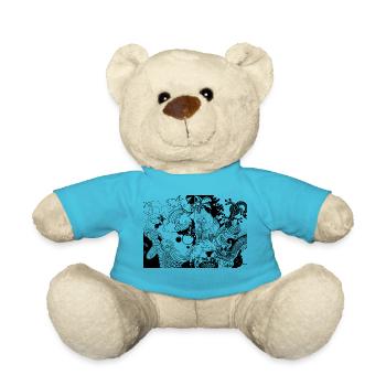 Black and white drawing - Teddy Bear - atoll blue - Front