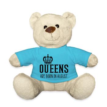 Queens are born in august quote - Teddy Bear - atoll blue - Front