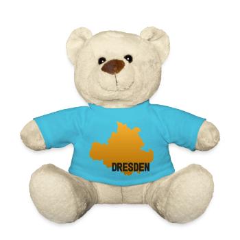 Dresden - Karte - Umriss - Sachsen - Teddy - Atollblau - Vorne