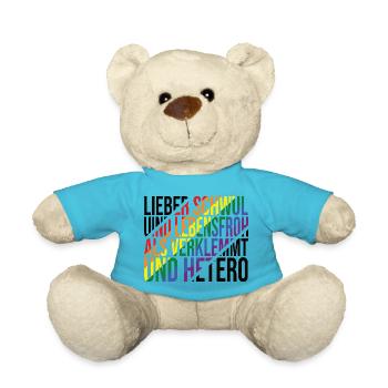 Lieber Schwul Und Lebensfroh - Lustiger Gay Spruch - Teddy - Atollblau - Vorne
