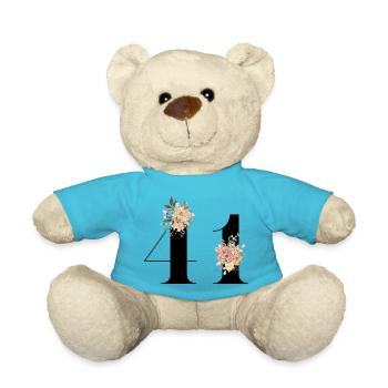 Blumen zum 41-jährigen Jubiläum (Geschenk von 41 Jahren) - Teddy - Atollblau - Vorne