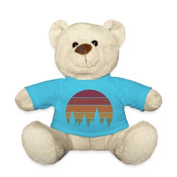 Retro Forest Mountains Hiking Adventure Outdoor - Teddy Bear - atoll blue - Front