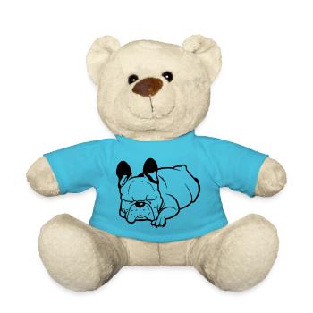 Schlafende Französische Bulldogge Faulenzer - Teddy - Atollblau - Vorne