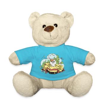 Katze Weihnachten Tannenbaum Geschenke Cartoon - Teddy - Atollblau - Vorne