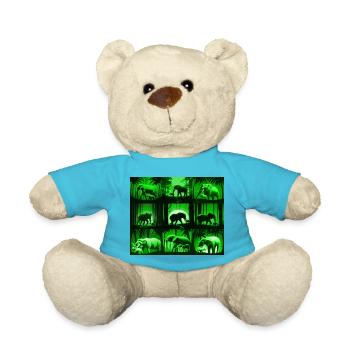 Elephant Pattern Design - Green - Teddy Bear - atoll blue - Front