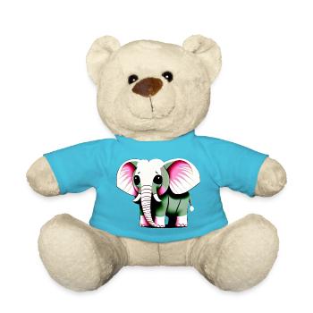 Little Elephant Cartoon Cute Love Adventure 6 - Teddy Bear - atoll blue - Front