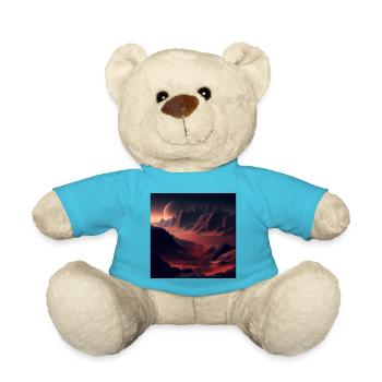 Mountain landscape, mountain, sunset, moon, world - Teddy Bear - atoll blue - Front
