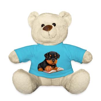 Rottweiler Dog Read Book Dogs Rottweiler Puppy - Teddy Bear - atoll blue - Front
