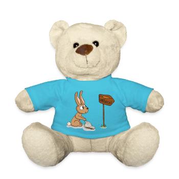 kleiner Hase sucht Karotten - Teddy - Atollblau - Vorne