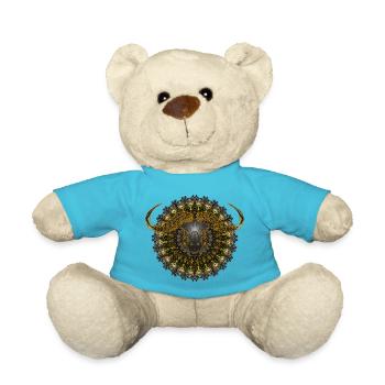 Kaleidoscope Buffalo Skull 01 - Teddy Bear - atoll blue - Front
