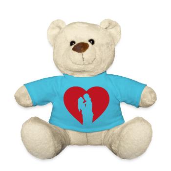 Romantic couple in heart - Teddy Bear - atoll blue - Front