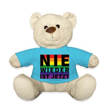 NIE WIEDER IST JETZT Schriftzug Pride - Teddy - Atollblau - Vorne