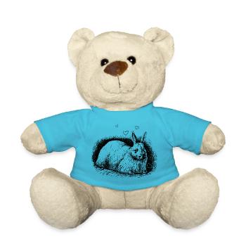 Lapin rétro avec coeurs noir - Nounours - bleu outremer - Devant