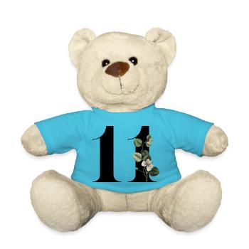 Nummer 11 Blumengrün -11. Geburtstag Blumen - Teddy - Atollblau - Vorne