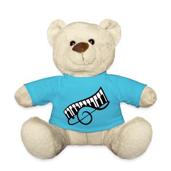 Music Notenschlüssel Note Piano Keybord Klavier - Teddy - Atollblau - Vorne