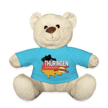 Thuringia Germany Retro State Souvenir - Teddy Bear - atoll blue - Front
