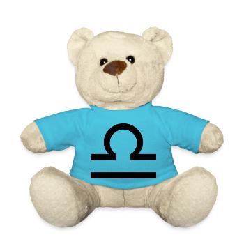 Sternzeichen Waage, exklusives T-Shirt Design - Teddy - Atollblau - Vorne