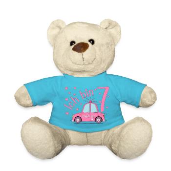 Polizeiauto Ich bin 7 Geburtstag Rosa - Teddy - Atollblau - Vorne