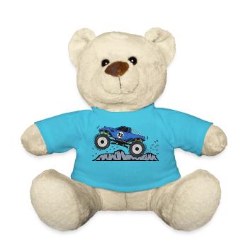 Monstertruck in Blau Nummer 13 Geburtstag Jubiläen - Teddy - Atollblau - Vorne