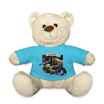 Star (gold) // Illustration - Teddy Bear - atoll blue - Front