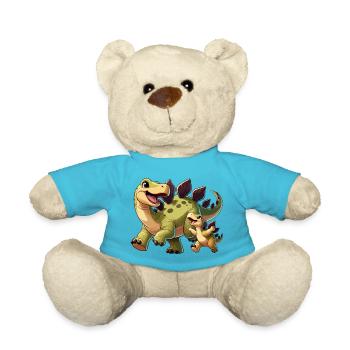 Stegosaurus Mutter und Kind - Teddy - Atollblau - Vorne