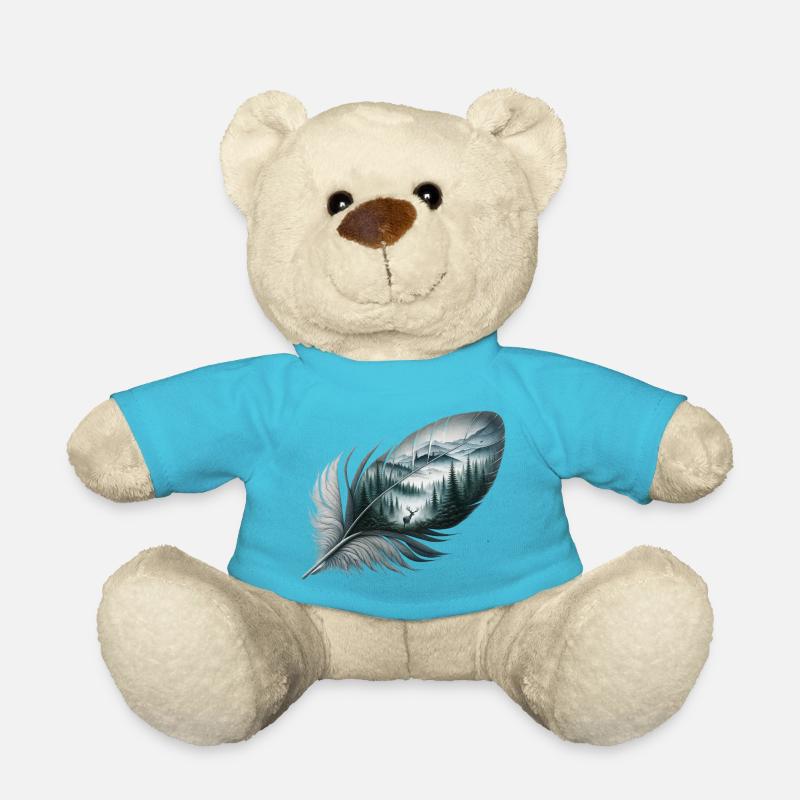 Wildlife Feather - Teddy Bear - atoll blue